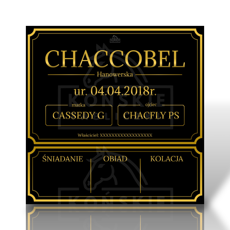 Tabliczka Classic Imperial Black z tabelą żywienia