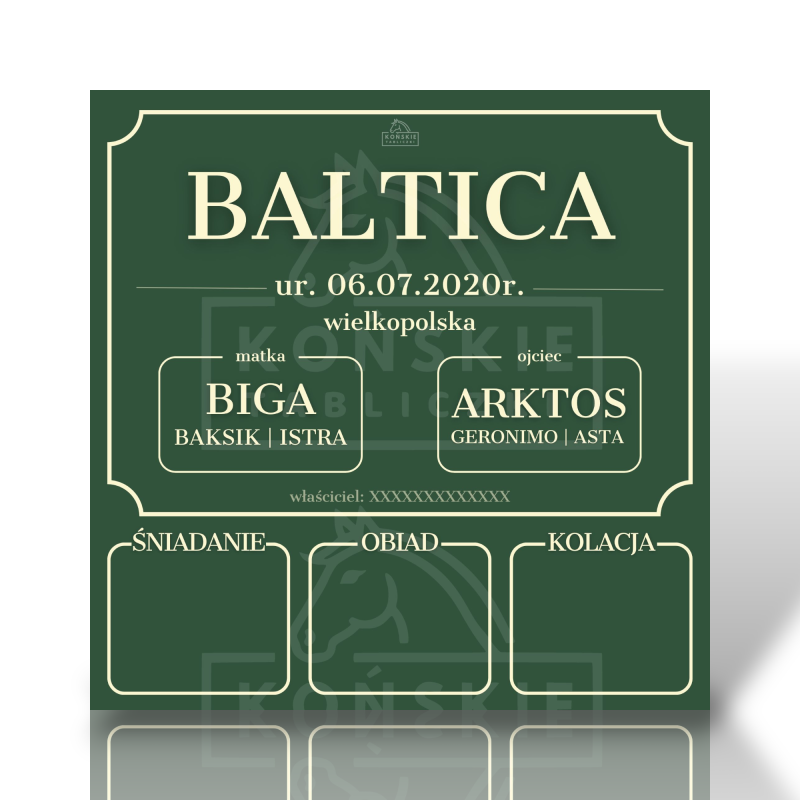 Tabliczka Classic Ariston z tabelą żywienia